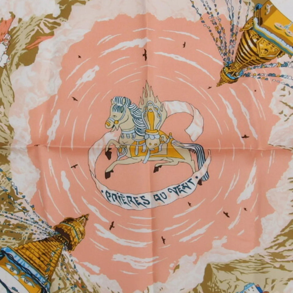 Stylish Pre-Owned Hermes Carre 90 PRIERES AU VENT Prayer in the Wind Scarf (Like New)