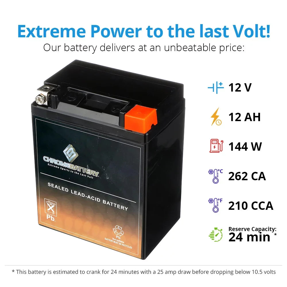 Chrome Battery Ytx14Ahl-Bs Motorcycle Battery For Suzuki 650Cc Ls650 Savage S40 2003