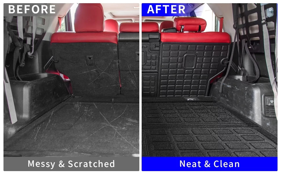 Stylish Fit 2010-2023 Toyota 4Runner Trunk Mat Cargo Mat Cargo Liner Back Seat Cover Protector 2022 Toyota 4 Runner Accessories (Trunk Mat + Backrest Mats,Fit Without Sliding Tray)